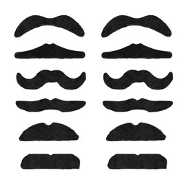TRIXES TRIXES Falscher Schnurrbart zum Aufkleben – Set mit 12 verschiedenen selbstklebenden falschen Schnurrbärten für Karneval, Faschingskostüme