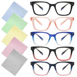 Ronecool 5 Pack Reading Glasses for Women Men Blue Light Blocking Computer Readers With Spring Hinge Suitable for All Occasions (5C, 2, x)