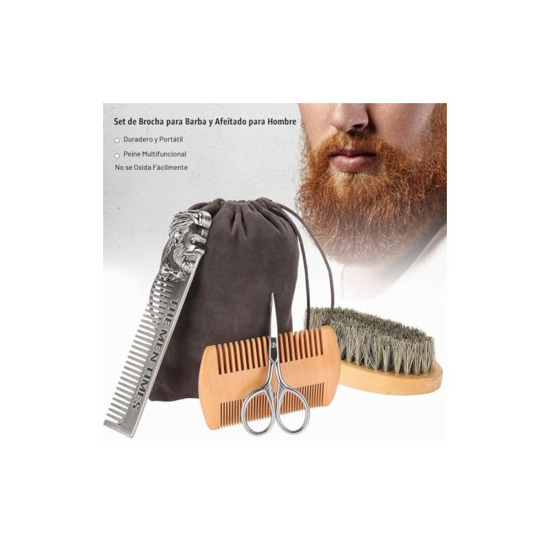 Kit de cuidado de barba, juego de cepillos de barba,
