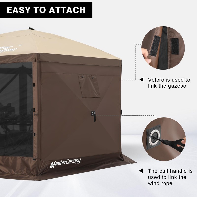 MASTERCANOPY Escape Shelter Side Panel with Window (12x12,Coffee)