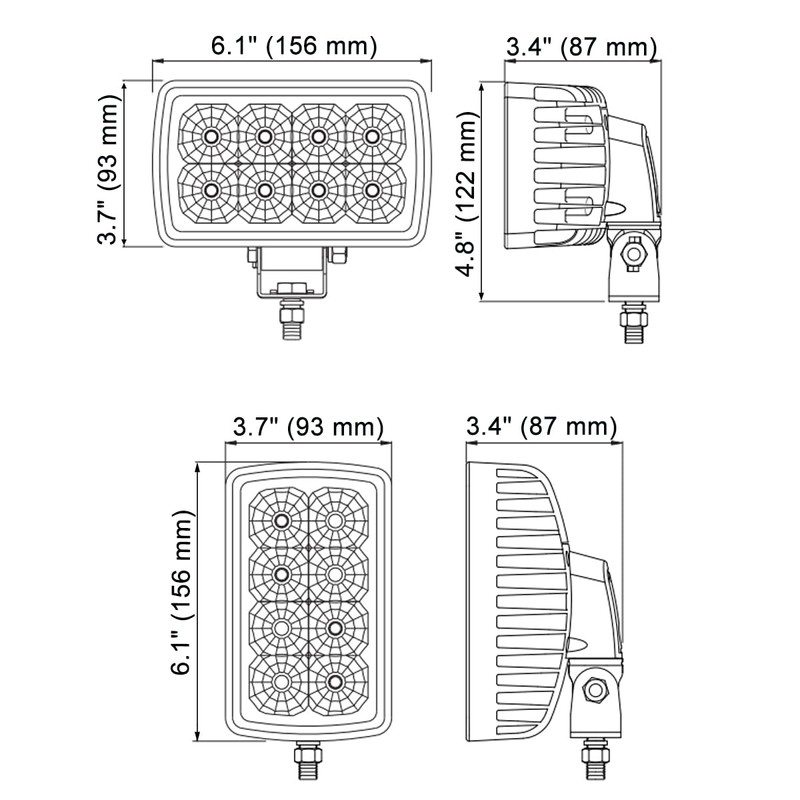 Raycharm 4x6 inch Rectangular Off-Road LED Fog Light for Truck,