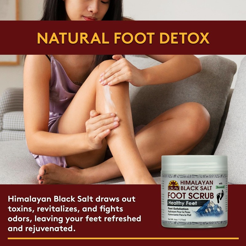 OKAY Pure Naturals Black Salt Foot Scrub 6oz