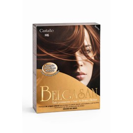 Tinte para Cabello Henna BELGASAN Cubre Canas Natural Larga Duración (Castaño H6)