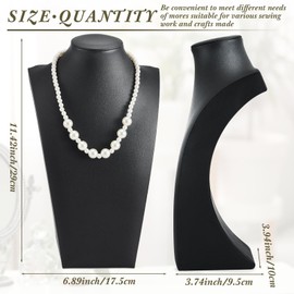 Kigley 3 Pcs Black PU Leather Jewelry Bust Display Necklace Display Stand Necklace Mannequin Holder for Jewelry Displays(11.42 x 6.89 Inch)