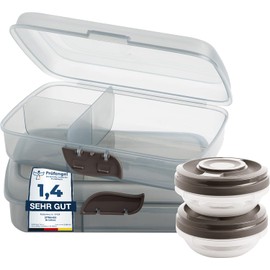 2friends Children's Lunch Box, 2 Pieces + 2 Screw Lid Containers, Children's Lunch Box with Compartments and Click Closure, Bento Box, Lunch Box, Breakfast Box, BPA + Plasticiser, 100% Recyclable