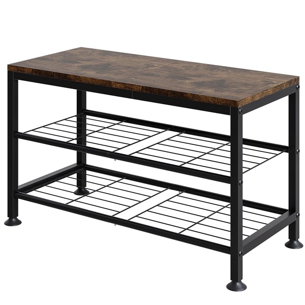 Tujurich 3-Tier Shoe Rack Bench - Entryway Organizer with Shoe