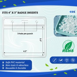 10 Pcs Clear Plastic Extra Thick Horizontal Card Holders, 4x3 Inch Sealable Waterproof Name Badge Bank ID Card Protector