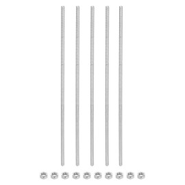sourcing map 5Pack M5 x 350mm Fully Threaded Rod with 10 Pack Hex Nuts, 1.25mm Thread Pitch 304 Stainless Steel Right Hand Threaded Rods Bar Studs