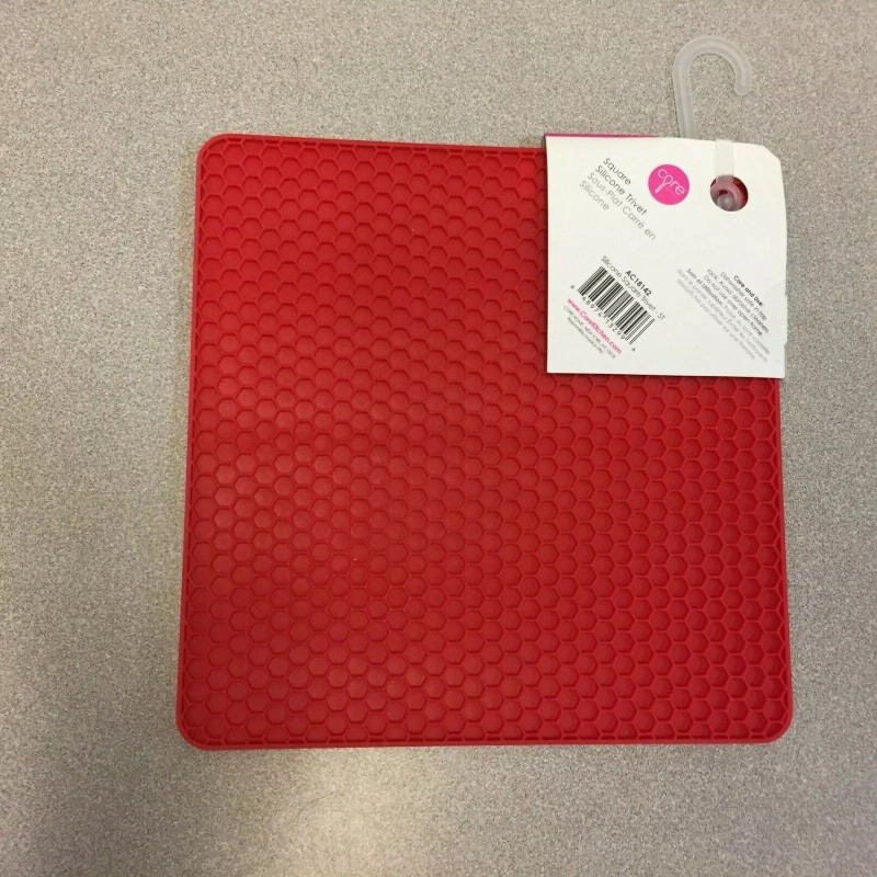 Core Kitchen AC1814 Strawberry Red Silicone Square Trivet-Resista