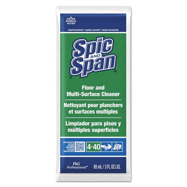P&G Professional Floor and Multi-Surface Concentrate Cleaner from Spic and Span Professional, Bulk Cleaner for Kitchen, Bathroom and Unwaxed Wood Floor Uses, 3 oz. Packet (1 Packet Makes 4 Gallons) (Case of 45) - 10037000020117
