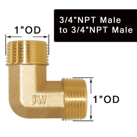 Joywayus 2PCS 3/4"NPT Male x 3/4"NPT Male 90-Degree Elbow Pipe Fitting Forged Brass Right Angle
