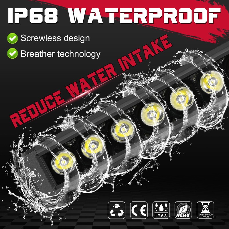 OFFROADTOWN 8 inch 120W LED Light Bar Single Row LED