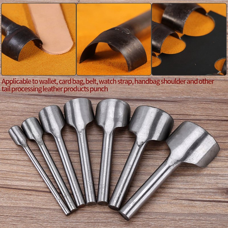 Semicircle Punch, 7pcs/Set Leather Carft Half Round Punch, Belt End