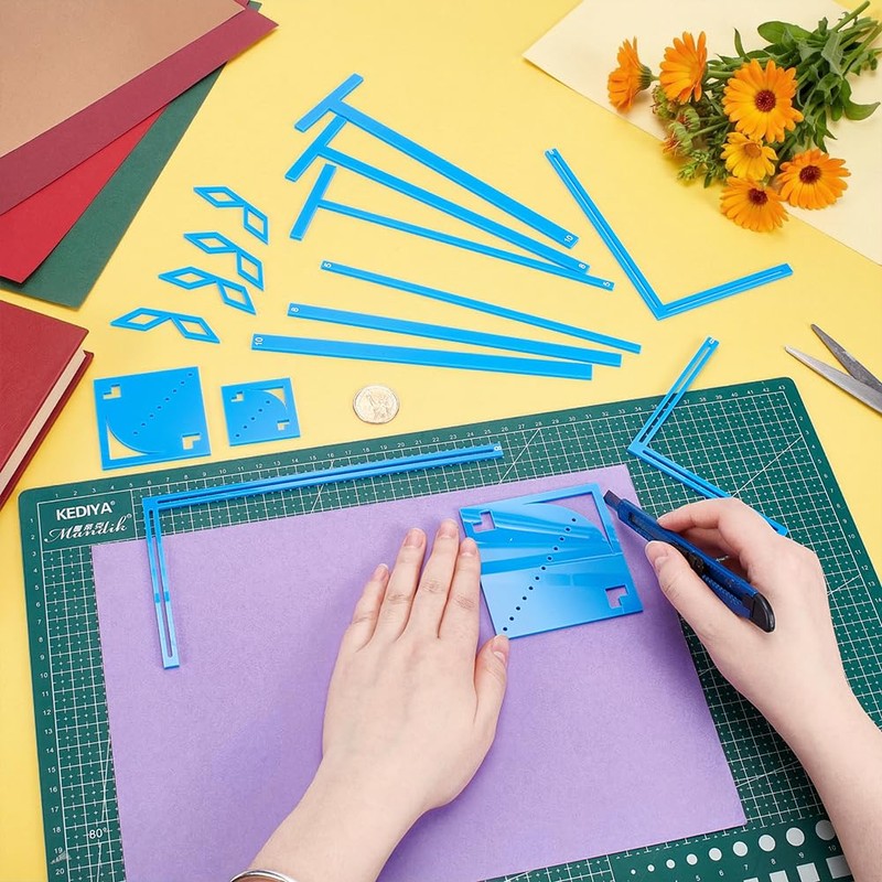 UNICRAFTALE 16Pcs Blue Book Binding Package Acrylic Bookbinding Templates Blue