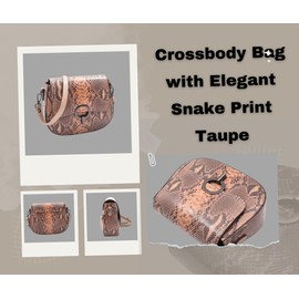 Divergent Retail Womens Stylish Small Leather Crossbody Bag with Elegant Snake Print Taupe Raeo