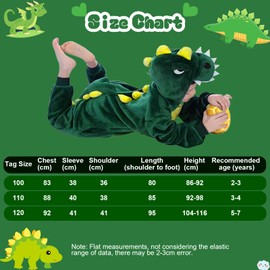 GLEEMEN Dinosaur Costume Children, Unisex Pyjamas Onesies Animal Costume Cosplay, Dinosaur Jumpsuit Costume, Animal Onesie for Children Girls Boys, Fancy Dress Costume Dino Children (120)