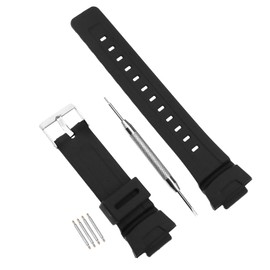 SING F LTD 16mm Black Rubber Waterproof Watch Strap Replacement Watch Strap Band Watch Belt Compatible with Casio GLX GA-200 GA-150 GA-201 GA-300