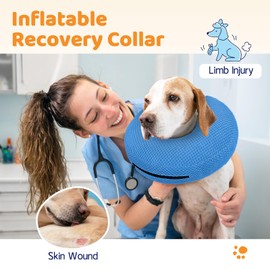 Supet Inflatable Dog Cone Collar for Dogs to Stop Licking, Dog Donut Collar After Surgery, Soft Pet Cone for Small Medium Large Dogs
