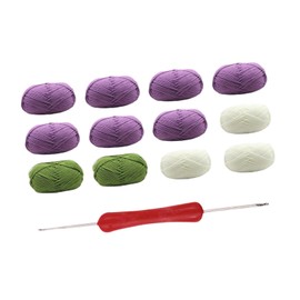 Frediuo Bouquet Blanket Crochet Kit, DIY Handmade Hand Knitted Creative Crochet Starter Kit, Knitting Set for Men Women Beginners, Purple White