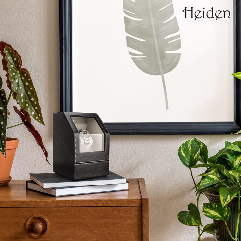Heiden Battery Powered Single Watch Winder in Black Leather