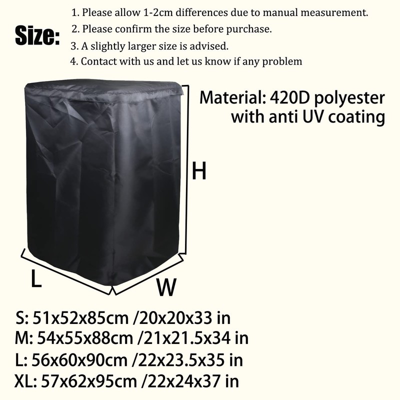 J&C Washer/Dryer Cover Black Dustproof Waterproof Portable Top-Loading Washing Machine