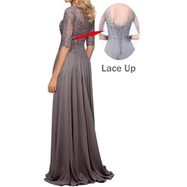 Short Sleeve Mother of The Bride Dresses Plus Size Laces Applique Half Sleeve Chiffon Mother of Groom Dress for Wedding Formal Evening Gown