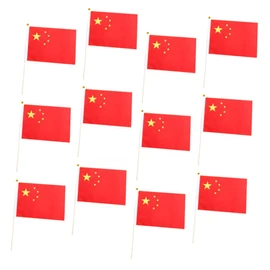 Kisangel 50pcs Handheld Chinese Flags National Flag of China Hand-waved Decorative Mini Flags for Sports Party Garden Decor