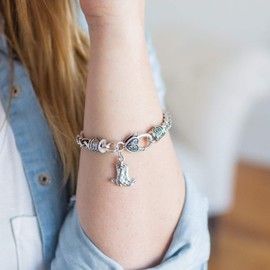 Inspired Silver - Petite Cowgirl Boot - Silver Braided Bracelet for Women - Unique Charm Bracelet Jewelry Gift - Women's Charm Bracelet with Lobster Claw Clasp