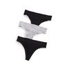 Honeydew Intimates Women's Bailey 3 Pack Thong, Black/Heather Grey/Black, L