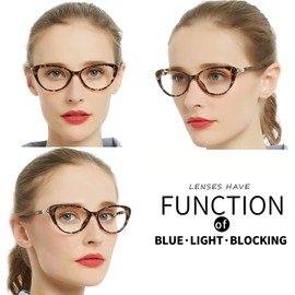 OCCI CHIARI Progressive Multifocus Women Cateye Reading Glasses Anti Blue Light Reader Spring Hinges (Tortoise, 350)