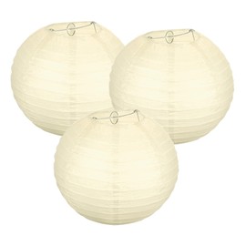 PATIKIL Round Paper Lanterns 20cm/8", 3 Pack Decorative Hanging Lanterns Lamp Party Decorations for Birthday Wedding Bridal Shower Home Decor, Beige