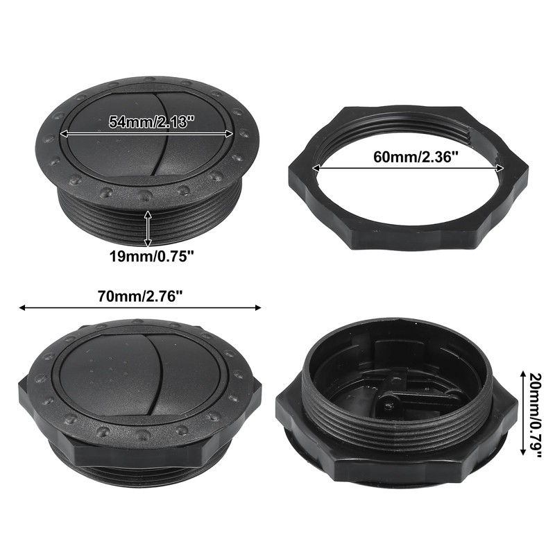 ACROPIX 70mm 60mm Round Black AC Air Conditioner Vent Outlet
