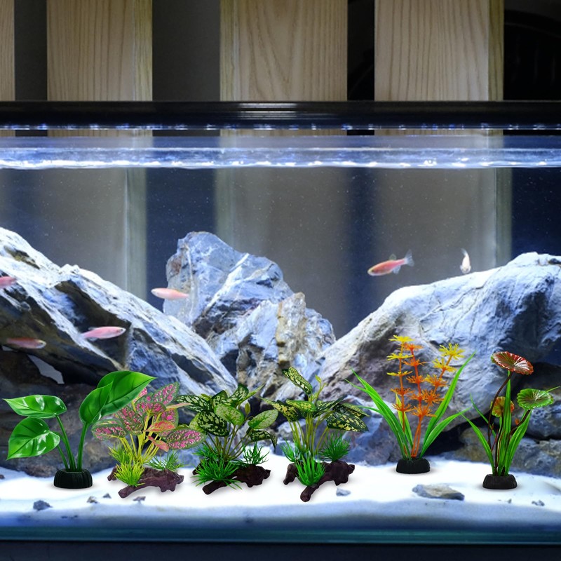 DNTHYRIN 6Pcs Reptile Plants Set, Artificial Vivarium Decoration for Terrariums,