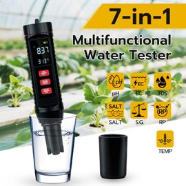 Tolesum 7 in 1 PH Meter Water, OPR/TDS/EC/S.G/Salinity/Thermometer/PH Digital Water Quality Tester, Automatic Temperature Compensation pH Tester, Redox Meter for Drinking Water, Pool