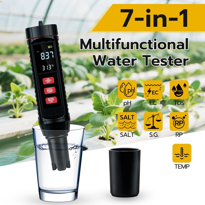 Tolesum 7 in 1 PH Meter Water, OPR/TDS/EC/S.G/Salinity/Thermometer/PH Digital Water