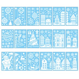 Christmas Window Stickers 18 Sheets Festive Xmas Decorations, Snowflakes & Scenes, Easy Peel & Stick, Ideal for Home, Shops, Parties, Creating Joyful Holiday Ambience