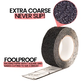 Vicious Black Extra Coarse Heavy Duty Anti Slip Safety Traction Tape | 2 Inch x 15 Feet | Indoor Outdoor Industrial Commercial Use | Waterproof, Oil Resistant, Durable