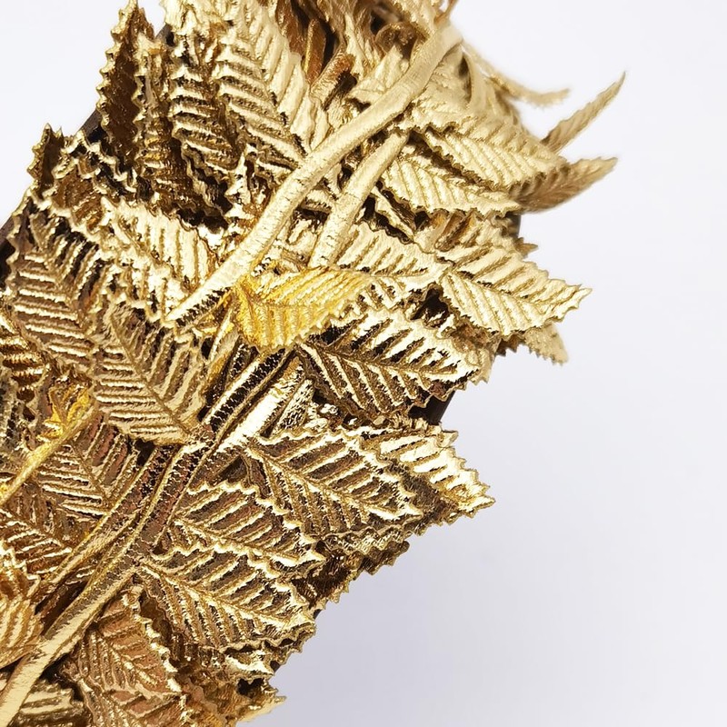 INSPIRELLE 60 Foot Gold Leaf Ribbon Artificial Double-Faced Gold Leaves