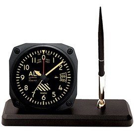 Trintec Aviation Vintage Altimeter Altitude Desk Pen Set with Alarm Clock Model DS60V