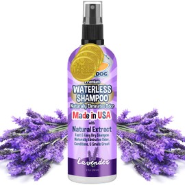 Bodhi Dog Waterless Shampoo - Natural Dry Shampoo for Dogs & Cats - Neutralizes Pet Odor - No Rinse Required - Made of Natural Extracts - Safe for Sensitive Skin - Made in USA - Lavender (8 Fl Oz)