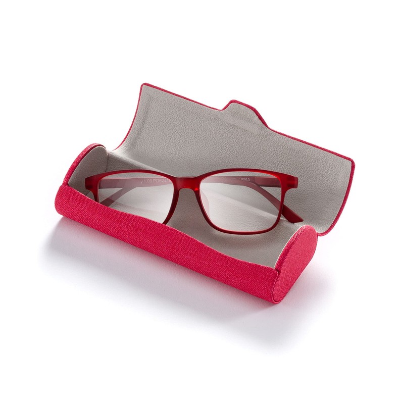 FEFI - Stabiles Hardcase Brillenetui im bunten Leinen-Look (blau)