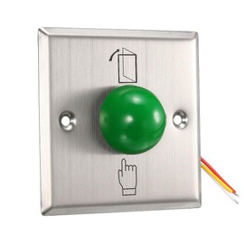 sourcing map Door Release Button Push to Exit Resettable NO/NC/COM Switch for Access Control Panel 86mmx86mm 12V 3A Stainless Steel