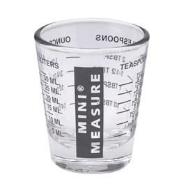 Kolder Mini Measure Heavy Glass, 20-Incremental Measurements Multi-Purpose Liquid and Dry Measuring Shot Glass, Black