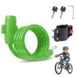 Children's Bicycle Lock, PVC Coating, Children's Bicycle Lock Waterproof and Rustproof, Children's Bicycle Lock with Key, Suitable for Bicycles, Skateboards etc. (Green)