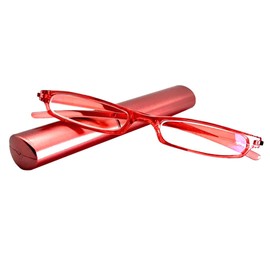 MIYUI JAPAN 2 Pack Blue Light Blocking Slim Reading Glasses Small Tube Readers Lightweight Portable Reading Glasses Men Women 2.0