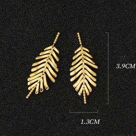 Gold Leaf Earrings for Women Trendy Golden Dangle Earring Long Leaf Tassel Earring Stud Statement Earrings Summer Holiday Jewelry Gift (Gold)