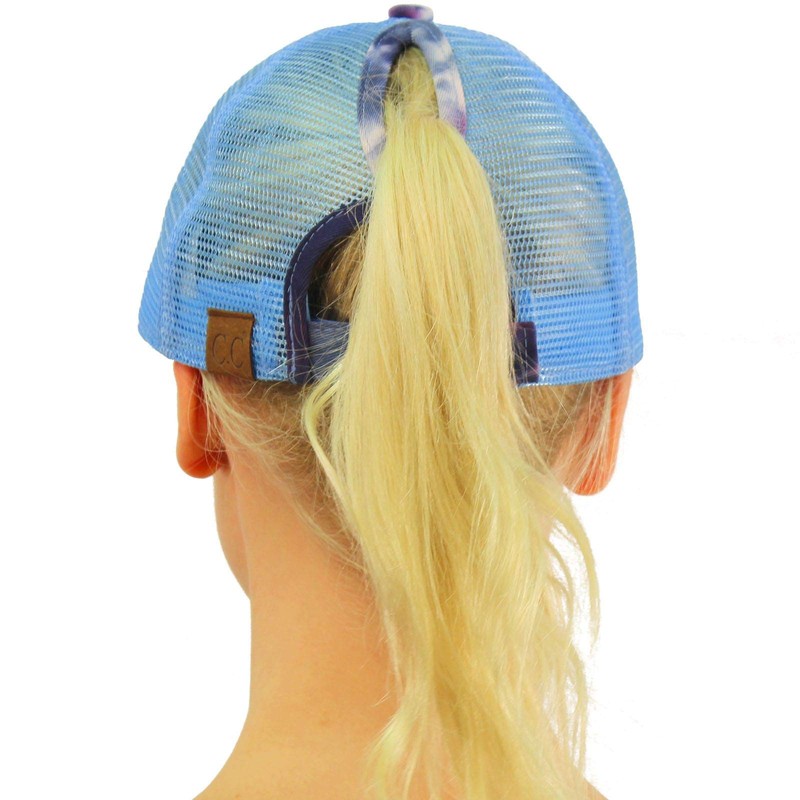 C.C Gorra de béisbol lisa para cola de caballo, moños,