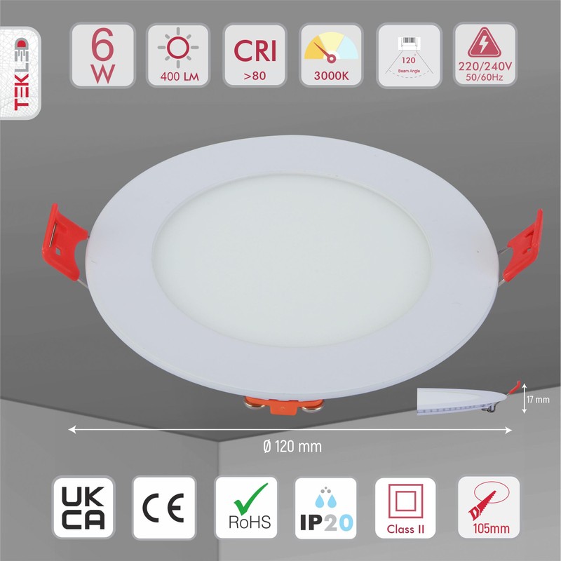 TEKLED LED Round Recessed Ceiling Light | Flat Panel Ultra