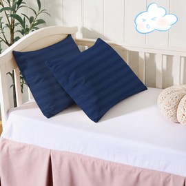 100% Cotton Toddler Pillow Protectors with Invisible Zipper, 600 Thread Count Sateen Wave Soft Breathable Hypoallergenic Nursery Pillowcases for Kids, 13x18 Inches, Set of 2