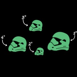 Star Inspired Movie Character Space Stormtrooper Helmet Glow in The Dark Sticker Decal for Phone Tablet Laptop Car Truck Window | 3" Sticker | Green